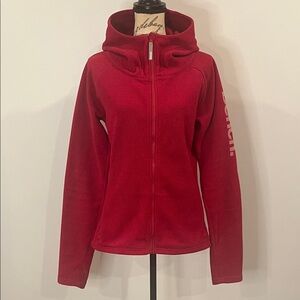 BENCH zip front textured fleece funnel neck hooded jacket L